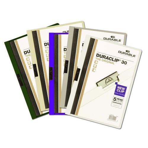 DOSSIER A4 PINZA ACERO 30 HOJAS VERDE DURACLIP DURABLE