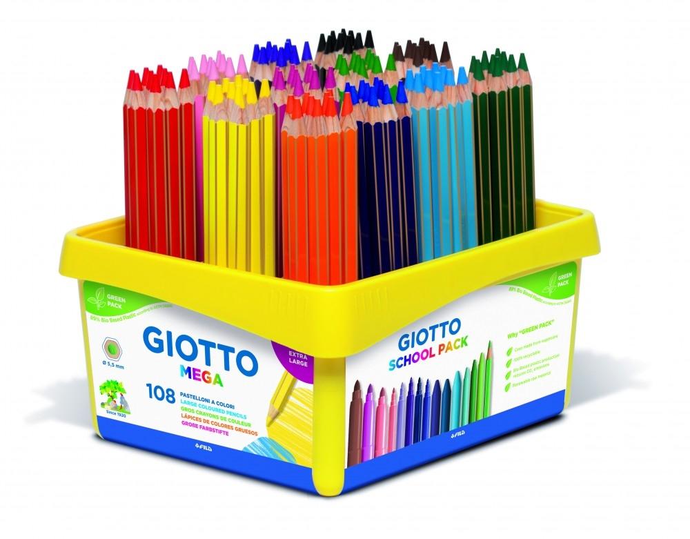 LAPICES COLOR GRUESOS SCHOOLPACK (108u.) GIOTTO MEGA R.F523500