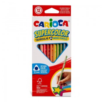 PINTURAS MADERA TRIANGULARES CARIOCA SUPERCOLOR (12 UDS) REF. 43441