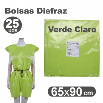 DISFRAZ BOLSA PLASTICO 65X90cm. (25u.) VERDE CLARO FIXO KIDS R.00072021