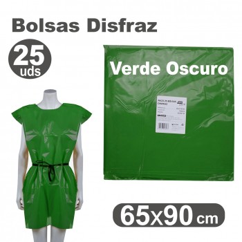 DISFRAZ BOLSA PLASTICO 65X90cm. (25u.) VERDE OSCURO FIXO KIDS R.00072022