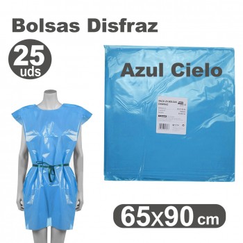 DISFRAZ BOLSA PLASTICO 65X90cm. (25u.) AZUL CLARO FIXO KIDS R.00072031