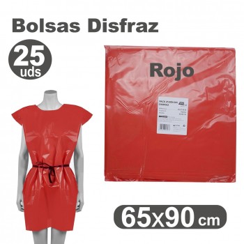 DISFRAZ BOLSA PLASTICO 65X90cm. (25u.) ROJO FIXO KIDS R.00072051