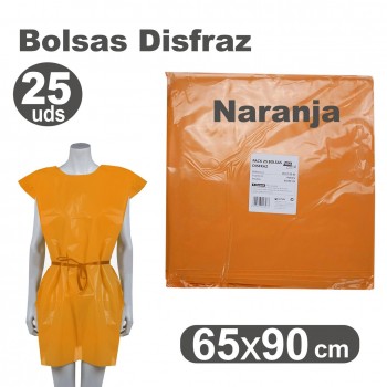 DISFRAZ BOLSA PLASTICO 65X90cm. (25u.) NARANJA FIXO KIDS R.00072052