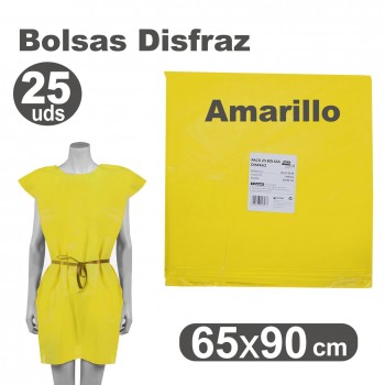 DISFRAZ BOLSA PLASTICO 65X90cm. (25u.) AMARILLO FIXO KIDS R.00072060