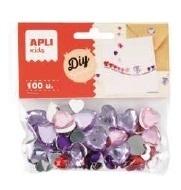 DIAMANTE ADHESIVO FORMA CORAZON APLI COLORES SURTIDOS (100UDS) REF. 20604