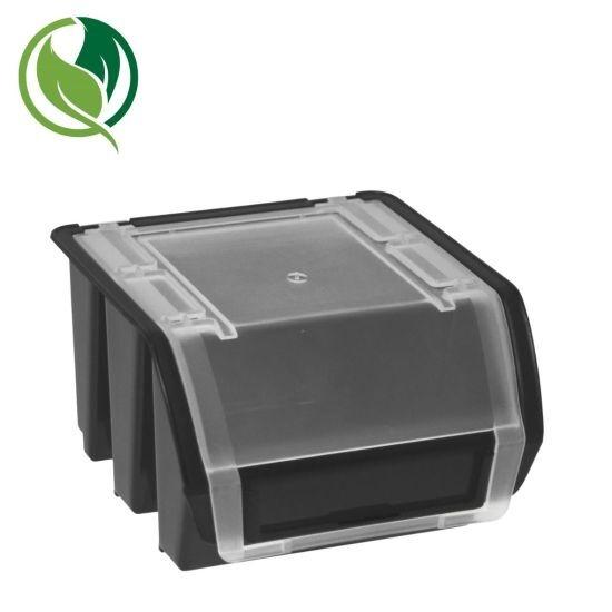 CAJA ALMACENAJE (GAVETA) CON TAPA  0,5L. APILABLE 110X115X75mm. NEGRO R.CP14900311C NE