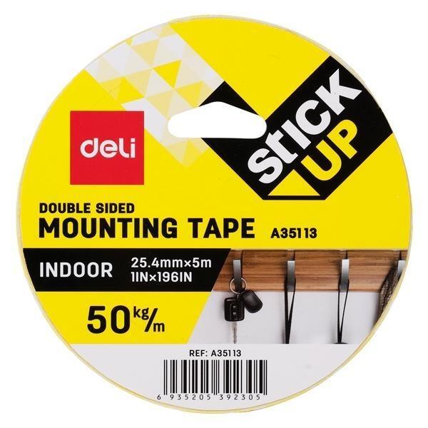 CINTA ADHESIVA DE MONTAJE DOBLE CARA ESPUMA STICK UP EA35113 25,4mmX5m. DELI R.481017