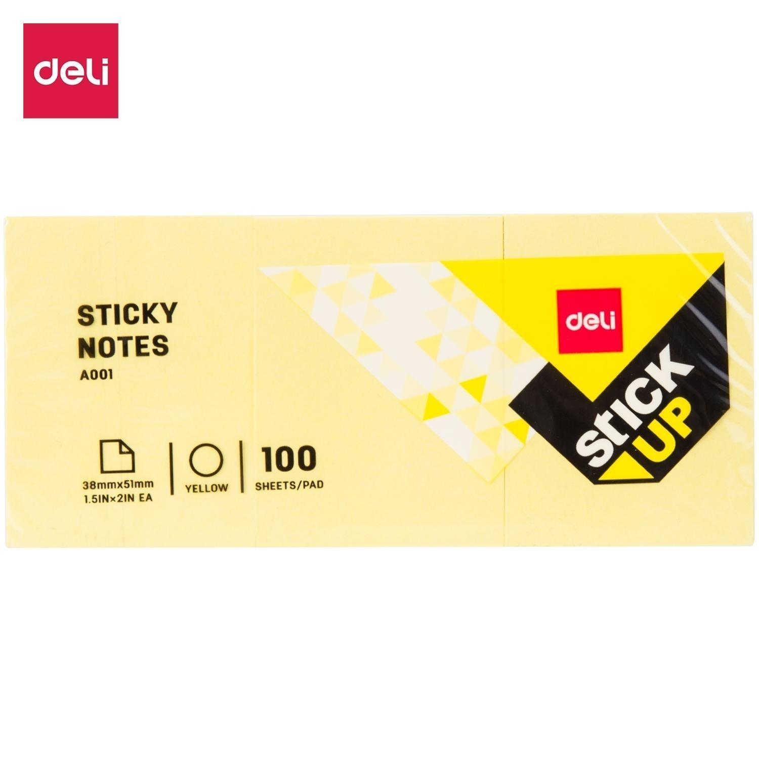 NOTAS ADHESIVAS 38X51mm. (PACK 3u.) (100H) STICK UP EA00153 AMARILLO DELI R.481029