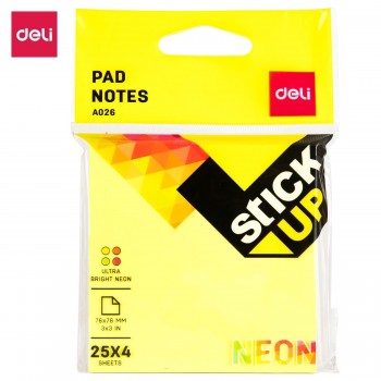 NOTAS ADHESIVAS 76x76mm NEON (4COLx25h) DELI REF. EA02602