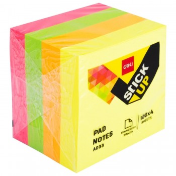 CUBO NOTAS ADHESIVAS DELI 51x51mm (400H) NEON REF. EA03303