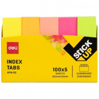 INDICE MARCADOR ADHESIVO 5COLx100H NEON 50x12mm DELI REF. EA11402