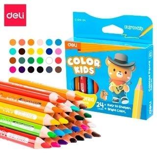 PINTURAS MADERA (24u.) COLOR KIDS EC134-24 TRIANGULARES MINA 5mm. DELI R.481092