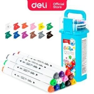 ROTULADORES DELI (MALETIN 12 UDS) DOBLE PUNTA COLORUN REF. EC187-12