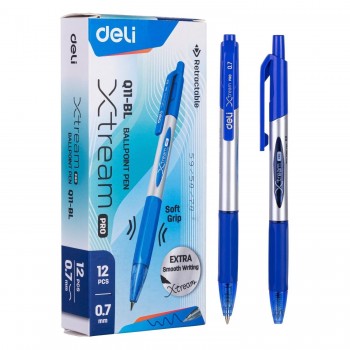 BOLIGAFO RETRACTIL TINTA ACEITE 0,7mm AZUL DELI XTREAM  REF. EQ11-BL