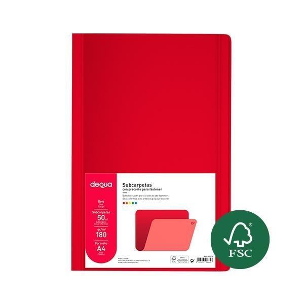 SUBCARPETAS DIN A4 180gr. (50u.) ROJO VIVO DEQUA R.00087451