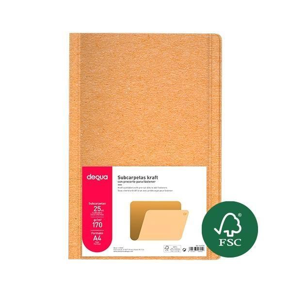 SUBCARPETAS DIN A4 170gr. (25u.) KRAFT ECO DEQUA R.00087649