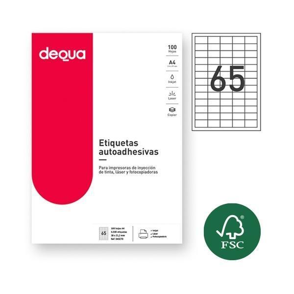 ETIQUETAS ADHESHIVAS 38X21,2mm. (100H) 6.500 ETIQ. DEQUA R.780270