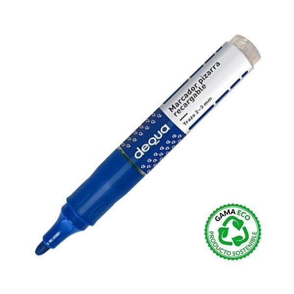 ROTULADOR PIZARRA BLANCA RECARGABLE PUNTA REDONDA DEQUA AZUL TRAZO 1,5-3mm. R.780328