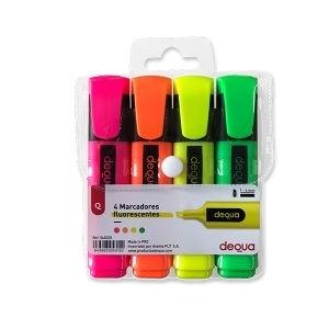 ROTULADORES FLUORESCENTES (PACK 4u.) COLORES SURTIDOS DEQUA R.780335