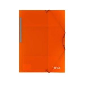 CARPETA DIN A4 C/GOMAS Y 3 SOLAPAS NARANJA DEQUA R.780392