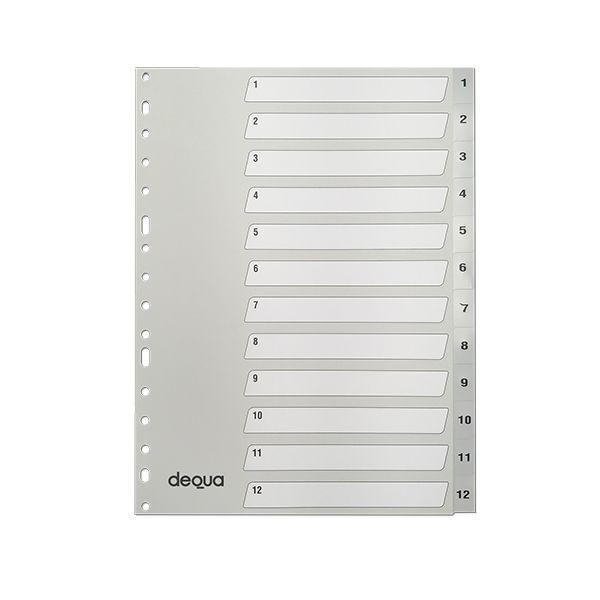SEPARADOR NUMERICO A4 (1-12) PP GRIS DEQUA R.780404
