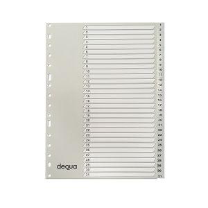 SEPARADOR NUMERICO A4 (1-31) PP GRIS DEQUA R.780405