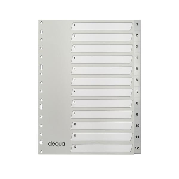 SEPARADOR NUMERICO FOLIO (1-12) PP GRIS DEQUA R.780406