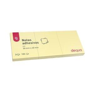 NOTAS ADHESIVAS 40X50mm. (PACK 3u.) (100H) AMARILLO DEQUA R.780416