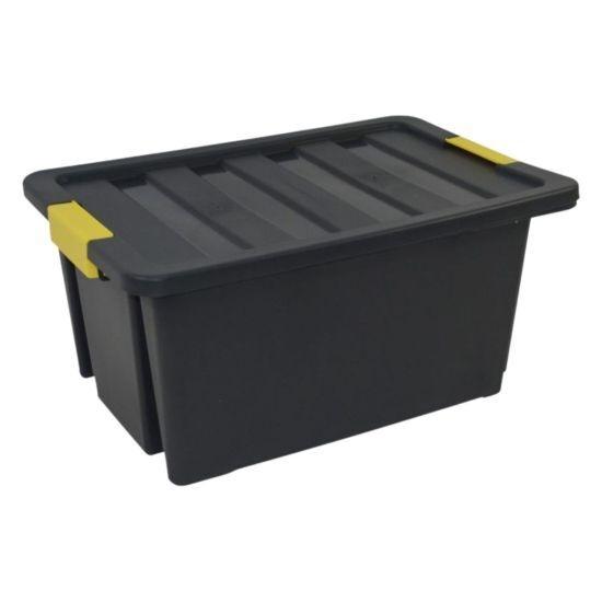 CAJA ALMACENAJE C/TAPA  55L. APILABLE 430X630X300mm. NEGRO R.CP1481055 NE