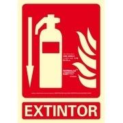 SEÑAL NORMALIZADA "EXTINTOR" PVC SERIGRAFIADA 1 TINTA + FOTOLUMINISCENTE CLASE B R.6171-01H RJ