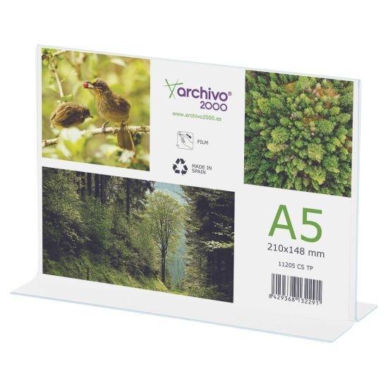 EXPOSITOR SOBREMESA A5 HORIZONTAL EN "T" 65X210X155mm. R.11205 CS TP