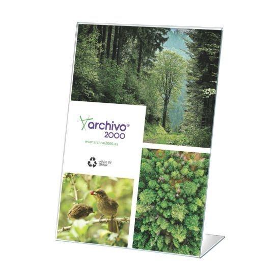 EXPOSITOR SOBREMESA A6 VERTICAL EN FORMA "L" 45X105X155mm. R.10906 CS TP