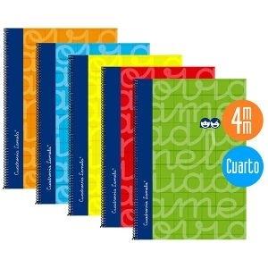 CUADERNO Fº 80H 70gr. LAMELA 4mm C/MARGEN TAPA EXTRADURA COL. SURTIDOS REF. 7FTE004S