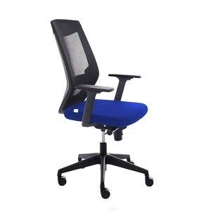 SILLA OFICINA KORN MECANISMO BASCULANTE RESPALDO MALLA  NEGRO ASIENTO TAPIZADO 1 AZUL ROCDA R.908-3