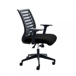 SILLA BELANOVA C/BRAZOS REGULABLES RESPALDO MALLA NEGRO ASIENTO TAPIZADO 1 NEGRO ROCADA R.907-4