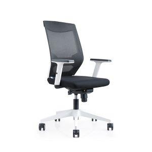 SILLA LUMAWAY BOSE BLANCA C/BRAZOS RESPALDO MALLA NEGRA ASIENTO TAPIZADO NEGRO ROCADA R.908W-4