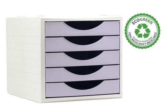MODULO 5 CAJONES PLASTICO RECICLADO MALVA PASTEL 340X270X260mm R.4005 ML PS