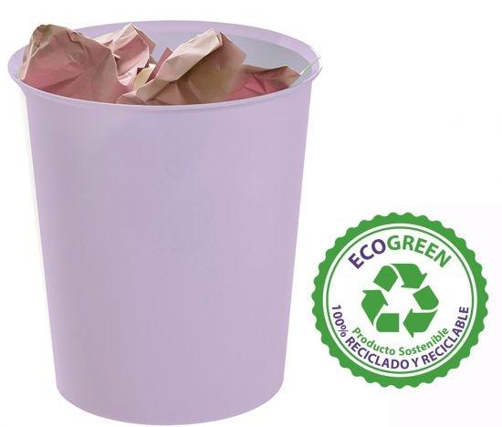 PAPELERA PLASTICO MALVA PASTEL 18L. ECOGREEN R.2001 ML PS