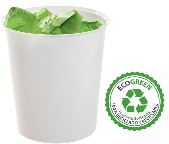 PAPELERA PLASTICO BLANCO PASTEL 18L. ECOGREEN R.2001 BL PS