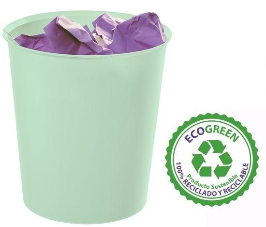 PAPELERA PLASTICO VERDE PASTEL 18L. ECOGREEN R.2001 VE PS